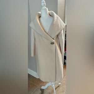 Banana Republic Cream Wool-Blend Wrap Trench Coat